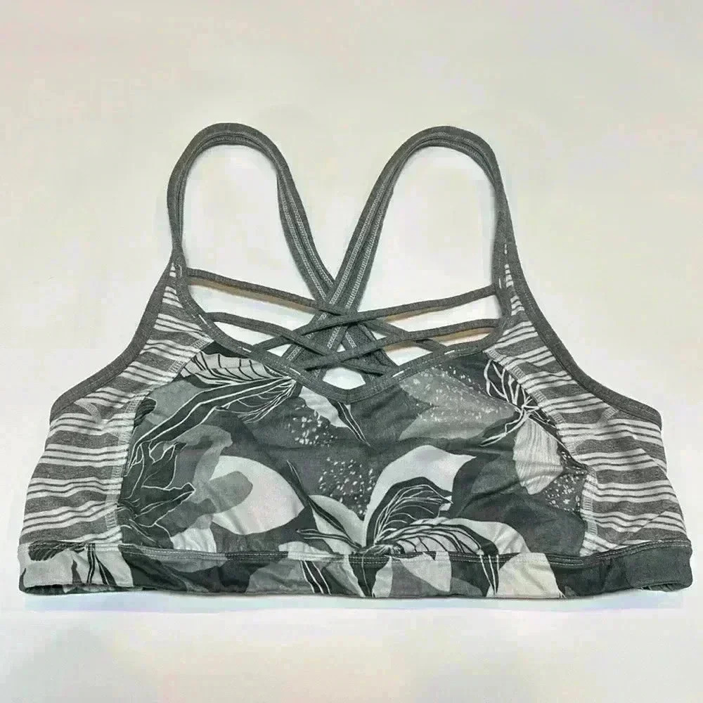 Athleta Sports Bra XL Women's Exercise Run Walk Workout Yoga Plus Straps Floral